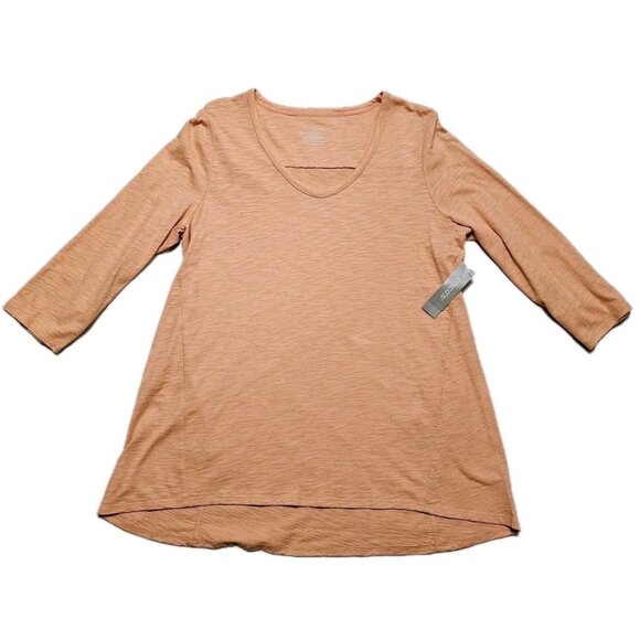Chico's Tops - Chico's Slub Tee Hi Low 3Q Sleeves NWT Women's Size 1 Peach Colored